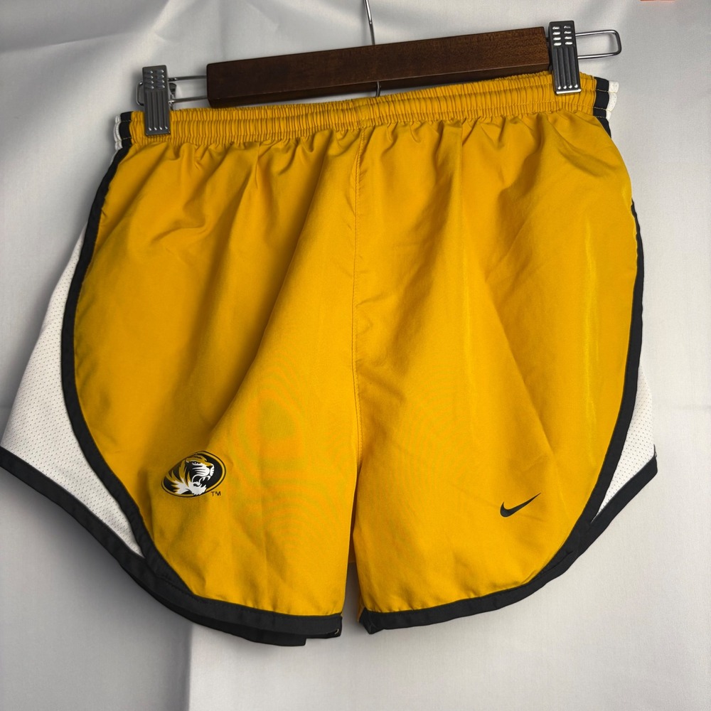 Nike Team Missouri Tigers Mizzou Tempo Running Shorts Gold Black Womens Small